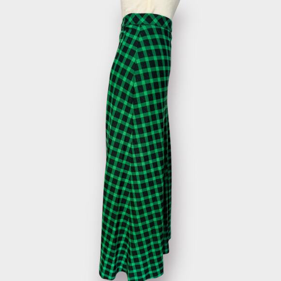 Vintage 70s green black checkered maxi skirt Size XS - Picture 5 of 5